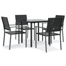 Berkfield 5 Piece Garden Dining Set Poly Rattan And Steel - thumbnail 2
