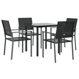 Berkfield 5 Piece Garden Dining Set Poly Rattan And Steel - thumbnail 3
