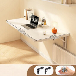Wall-Mounted Desk Foldable Compact Computer Table Home Office Study Writing Desk White-60X40Cm - thumbnail 2