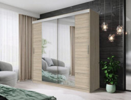 Fhif Dallas Tokyo 150Cm Oak Sliding Door Wardrobe Modern Bedroom Storage With Full Length Mirror Shelves And Hanging Rails - thumbnail 1
