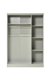 Swish Furniture Highbury 3 Door Wardrobe Light Grey Triple 5 Shelf Hanging Rail Bedroom Storage - thumbnail 4