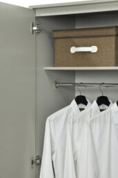 Swish Furniture Highbury 3 Door Wardrobe Light Grey Triple 5 Shelf Hanging Rail Bedroom Storage - thumbnail 8