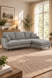 Loft Home Olivia Dove Grey Fabric Right Hand Facing Corner Chaise - thumbnail 1