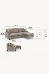 Loft Home Olivia Dove Grey Fabric Right Hand Facing Corner Chaise - thumbnail 3