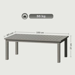 Outsunny Aluminium Outdoor Coffee Table Patio Table With Slat Top, Grey - thumbnail 3