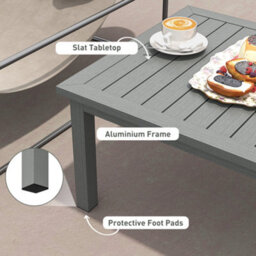 Outsunny Aluminium Outdoor Coffee Table Patio Table With Slat Top, Grey - thumbnail 4