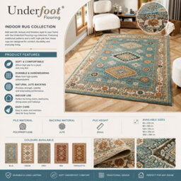 Underfoot Large Living Room Rug Indoor Rug Terracotta Boho Soft Traditional 20mm Thick Runner Rugs - thumbnail 3