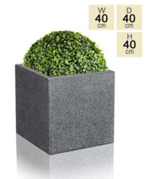 Primrose Black Cube Planter Poly-Terrazzo Outdoor Patio Garden 40Cm - thumbnail 2