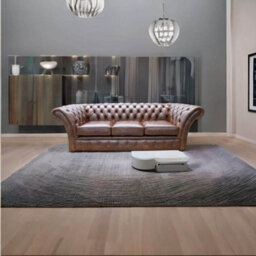 Chesterfield 3 Seater New England Texas Brown Leather Sofa Settee In Balmoral Style - thumbnail 4