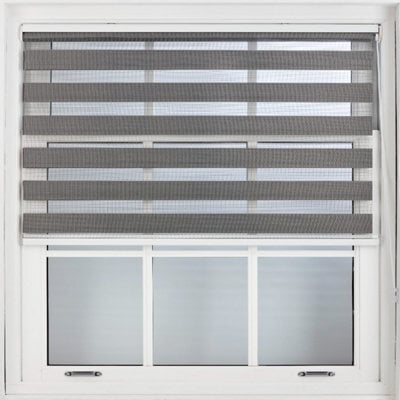 Furnished Day And Night Roller Blinds - Dark Grey Striped Roller Shades For Windows And Doors (W)150Cm (L)165Cm - image 1