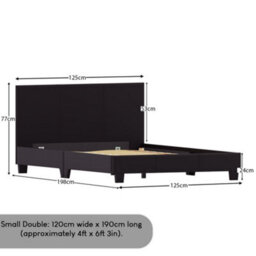 Lassic Vida Designs Lisbon Brown 4Ft Small Double Ukfr Faux Leather Bed Frame - thumbnail 2