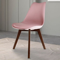 Fusion Living Soho Blush Pink Plastic Dining Chair With Squared Dark Wood Legs - thumbnail 2