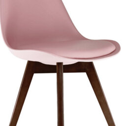 Fusion Living Soho Blush Pink Plastic Dining Chair With Squared Dark Wood Legs - thumbnail 3