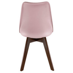 Fusion Living Soho Blush Pink Plastic Dining Chair With Squared Dark Wood Legs - thumbnail 4