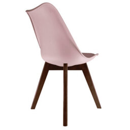 Fusion Living Soho Blush Pink Plastic Dining Chair With Squared Dark Wood Legs - thumbnail 5