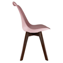 Fusion Living Soho Blush Pink Plastic Dining Chair With Squared Dark Wood Legs - thumbnail 6