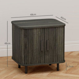 Wyld Haus Pasaba Grey Nordic Bedside Table With Tambour Sliding Door And Metal Legs, Compact 48 X 40 X 48Cm - thumbnail 4