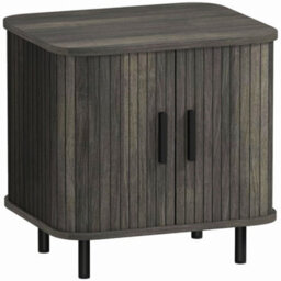 Wyld Haus Pasaba Grey Nordic Bedside Table With Tambour Sliding Door And Metal Legs, Compact 48 X 40 X 48Cm - thumbnail 2