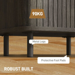 Wyld Haus Pasaba Grey Nordic Bedside Table With Tambour Sliding Door And Metal Legs, Compact 48 X 40 X 48Cm - thumbnail 8