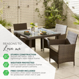 Furniturebox Barbados Rattan Garden Table & Chairs, 4 Seater Garden Dining Set,  Outdoor Table & Chairs, Beige Rattan Patio Set - thumbnail 9
