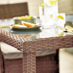 Furniturebox Barbados Rattan Garden Table & Chairs, 4 Seater Garden Dining Set,  Outdoor Table & Chairs, Beige Rattan Patio Set - thumbnail 3