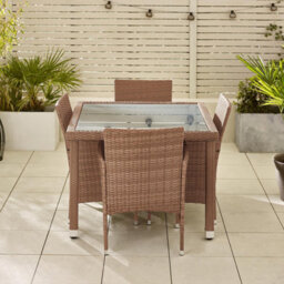 Furniturebox Barbados Rattan Garden Table & Chairs, 4 Seater Garden Dining Set,  Outdoor Table & Chairs, Beige Rattan Patio Set - thumbnail 7