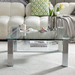 Furniture in Fashion Aston Square Clear Glass Coffee Table With Chrome Legs - thumbnail 2