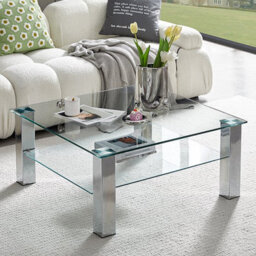 Furniture in Fashion Aston Square Clear Glass Coffee Table With Chrome Legs