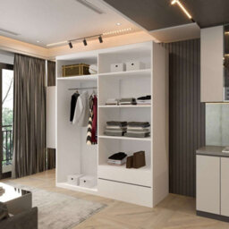 Sliding Wardrobes 4 u LTD Modern Mexico Sliding Wardrobe With Led & Trim Design White 150Cm - thumbnail 2