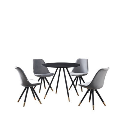 Life Interiors Sofia Dorchester Lux Dining Set, A Table And Chairs Set Of 4, Black/light Grey - image 1