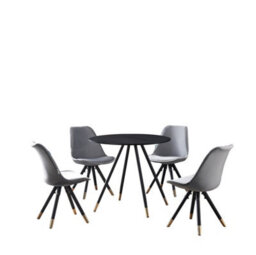 Life Interiors Sofia Dorchester Lux Dining Set, A Table And Chairs Set Of 4, Black/light Grey - thumbnail 1