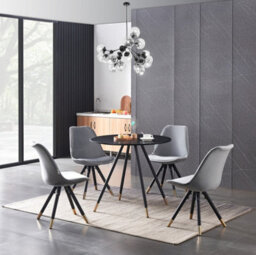 Life Interiors Sofia Dorchester Lux Dining Set, A Table And Chairs Set Of 4, Black/light Grey - thumbnail 2