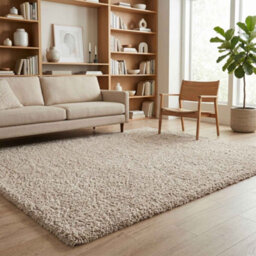Ainsley Plain Living Room Shaggy Area Rug Modern Soft Pile Polyester Rug Light Beige 160 X 230 Cm (Rectangular) - thumbnail 5
