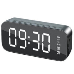 Black Multifunctional Alarm Clock Radio Clock Speaker Mirror Clock Wireless Speaker