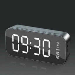 Black Multifunctional Alarm Clock Radio Clock Speaker Mirror Clock Wireless Speaker - thumbnail 5