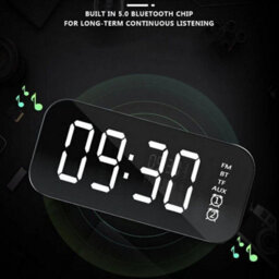 Black Multifunctional Alarm Clock Radio Clock Speaker Mirror Clock Wireless Speaker - thumbnail 4