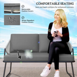 Outsunny 4 Piece Rattan Garden Furniture Set With Cushions, Grey - thumbnail 6