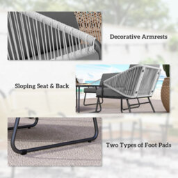 Outsunny 4 Piece Rattan Garden Furniture Set With Cushions, Grey - thumbnail 7