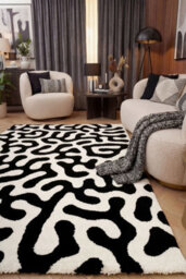The Rugs Joli Black And White Abstract Doodle Rug Soft Dense Pile Easy To Clean And Pet Friendly For Living Rooms And Bedrooms - thumbnail 4