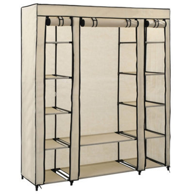 Walplus Wardrobe With Compartments And Rods Cream 150X45X176 Cm Fabric - image 1