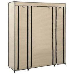 Walplus Wardrobe With Compartments And Rods Cream 150X45X176 Cm Fabric - thumbnail 3