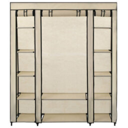 Walplus Wardrobe With Compartments And Rods Cream 150X45X176 Cm Fabric - thumbnail 2