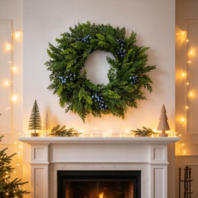 "Amorly 26"" Christmas Wreath With Blue Berry,artificial Christmas Wreath For Front Door Window Mantle Porches Wall Christmas Decorations" - image 1