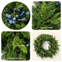 "Amorly 26"" Christmas Wreath With Blue Berry,artificial Christmas Wreath For Front Door Window Mantle Porches Wall Christmas Decorations" - thumbnail 4