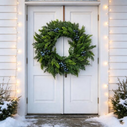 "Amorly 26"" Christmas Wreath With Blue Berry,artificial Christmas Wreath For Front Door Window Mantle Porches Wall Christmas Decorations" - thumbnail 6