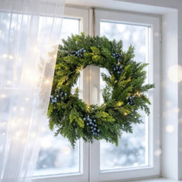 "Amorly 26"" Christmas Wreath With Blue Berry,artificial Christmas Wreath For Front Door Window Mantle Porches Wall Christmas Decorations" - thumbnail 3