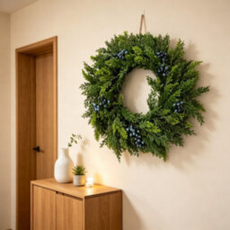 "Amorly 26"" Christmas Wreath With Blue Berry,artificial Christmas Wreath For Front Door Window Mantle Porches Wall Christmas Decorations" - thumbnail 2