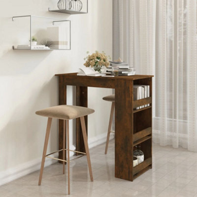 Berkfield Bar Table With Storage Rack Smoked Oak 102X50X103.5Cm Engineered Wood - image 1