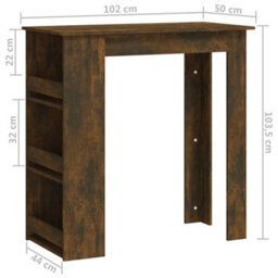 Berkfield Bar Table With Storage Rack Smoked Oak 102X50X103.5Cm Engineered Wood - thumbnail 7