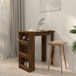 Berkfield Bar Table With Storage Rack Smoked Oak 102X50X103.5Cm Engineered Wood - thumbnail 3
